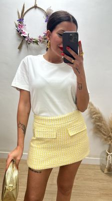 Falda pantalon estilo tweet amarilla