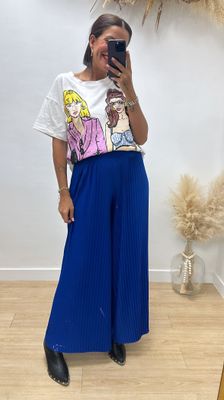 Pantalón plisado azul klein