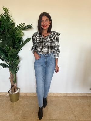 Pantalón denim momfit DENIM