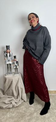 Falda con lentejuelas con forro interior