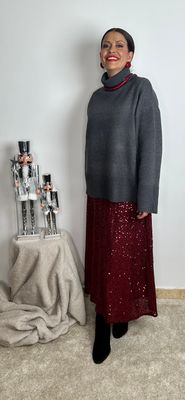 Falda con lentejuelas con forro interior