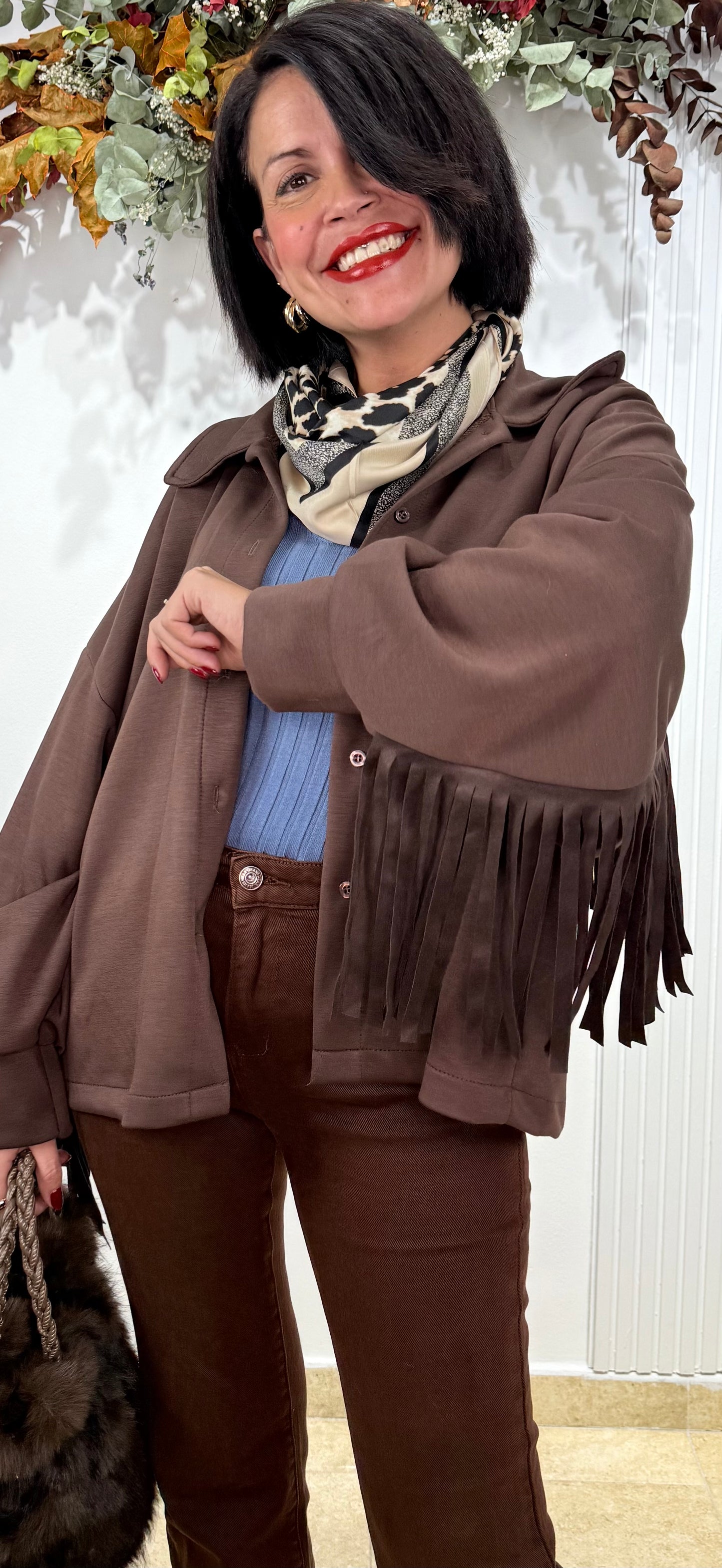 Camisa flecos chocolate