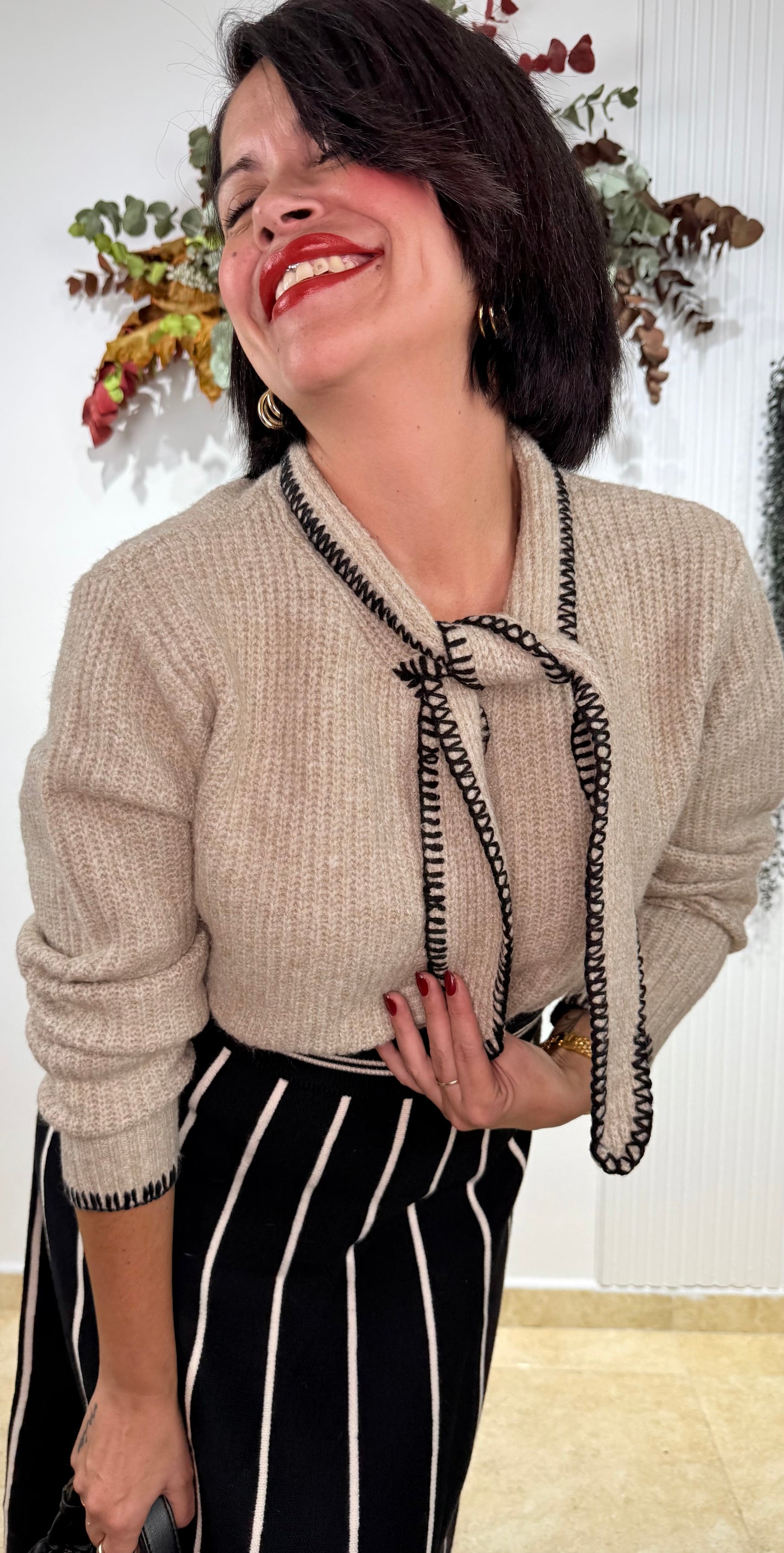 Jersey-rebeca combi lazo