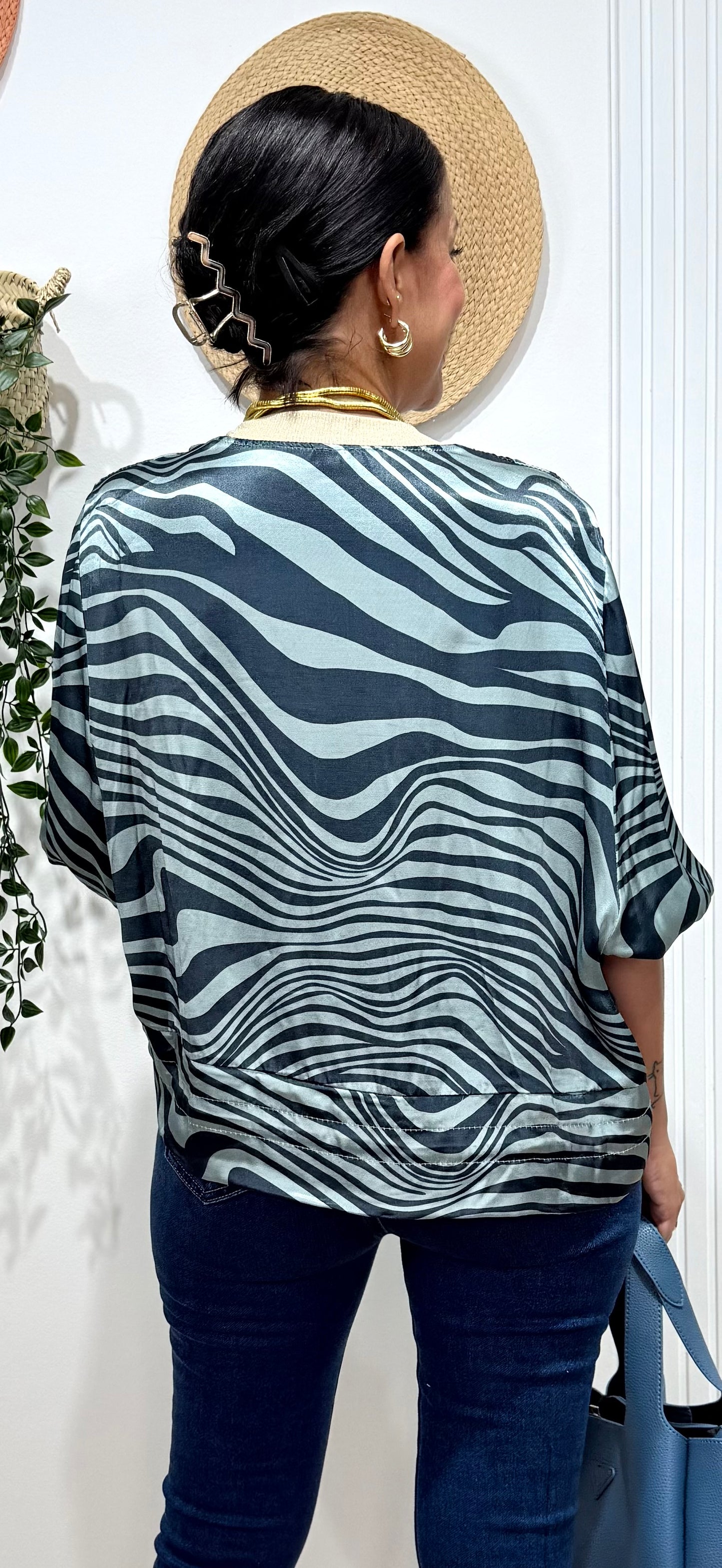 Bomber print combi azul