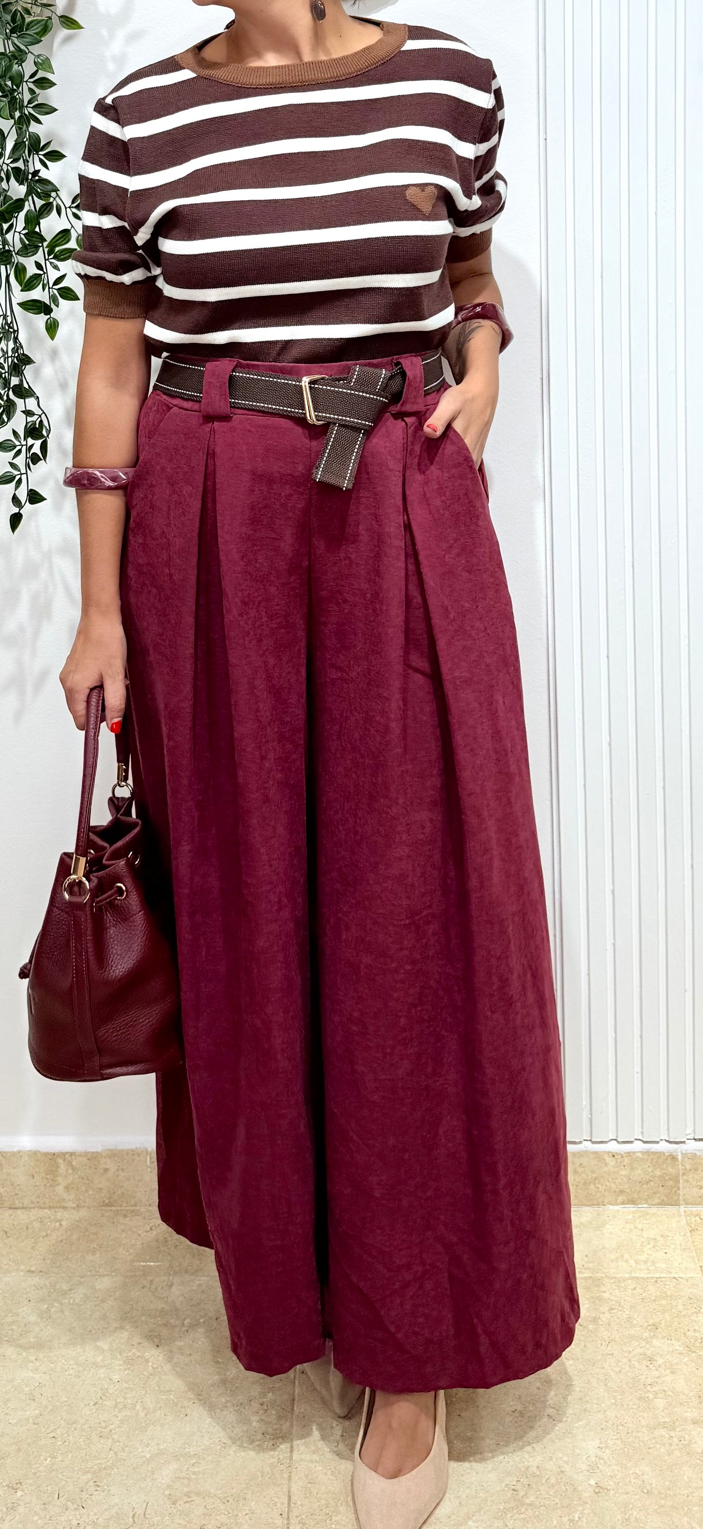 Pantalón melocotón burdeos