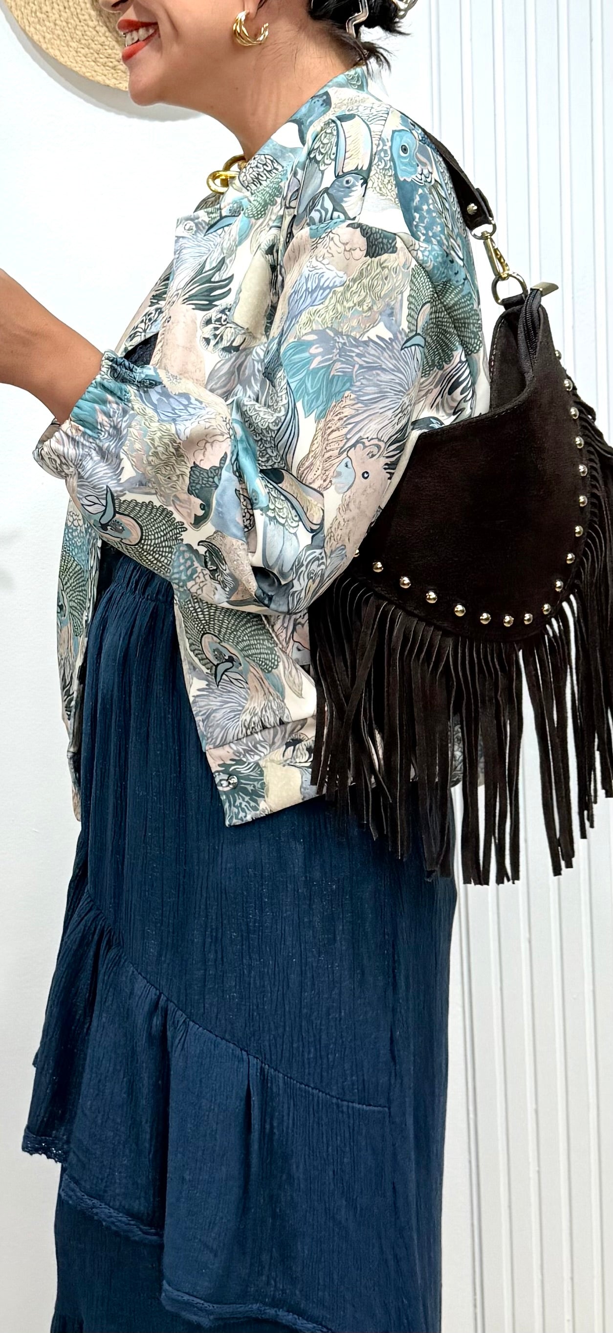 Bomber estampada azul