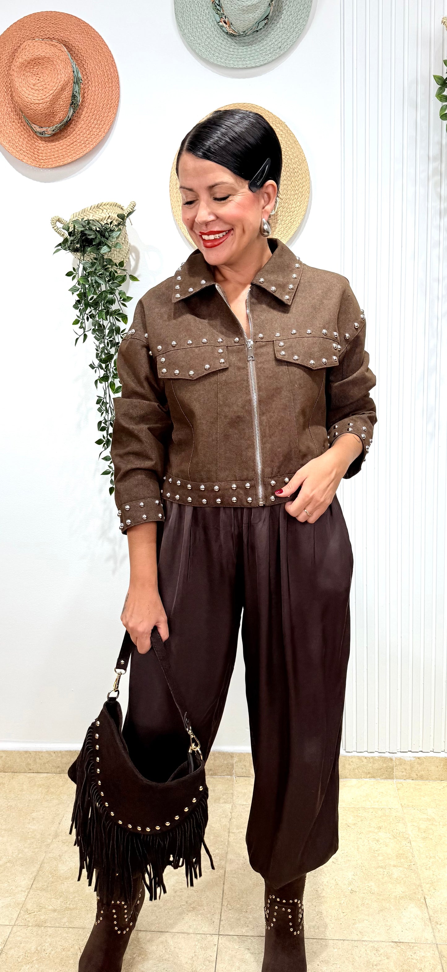 Pantalón Aladin satinado chocolate