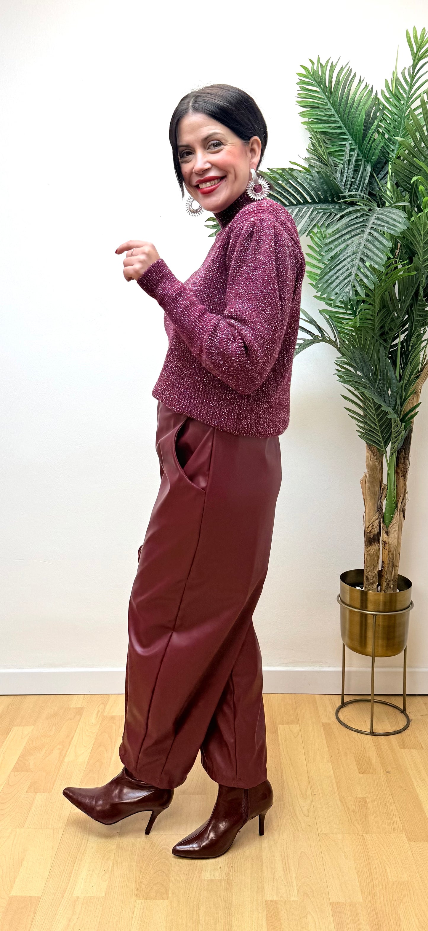 Pantalón polipiel Burdeos Brenda