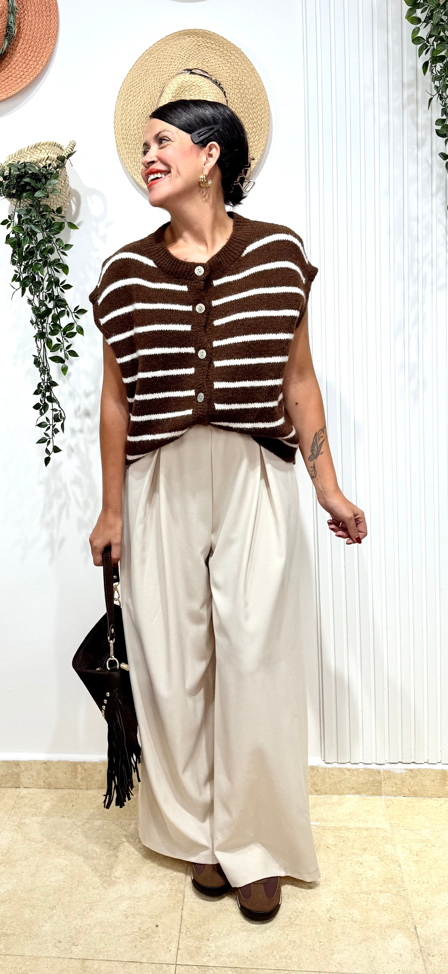 Chaleco marinero choco-blanco