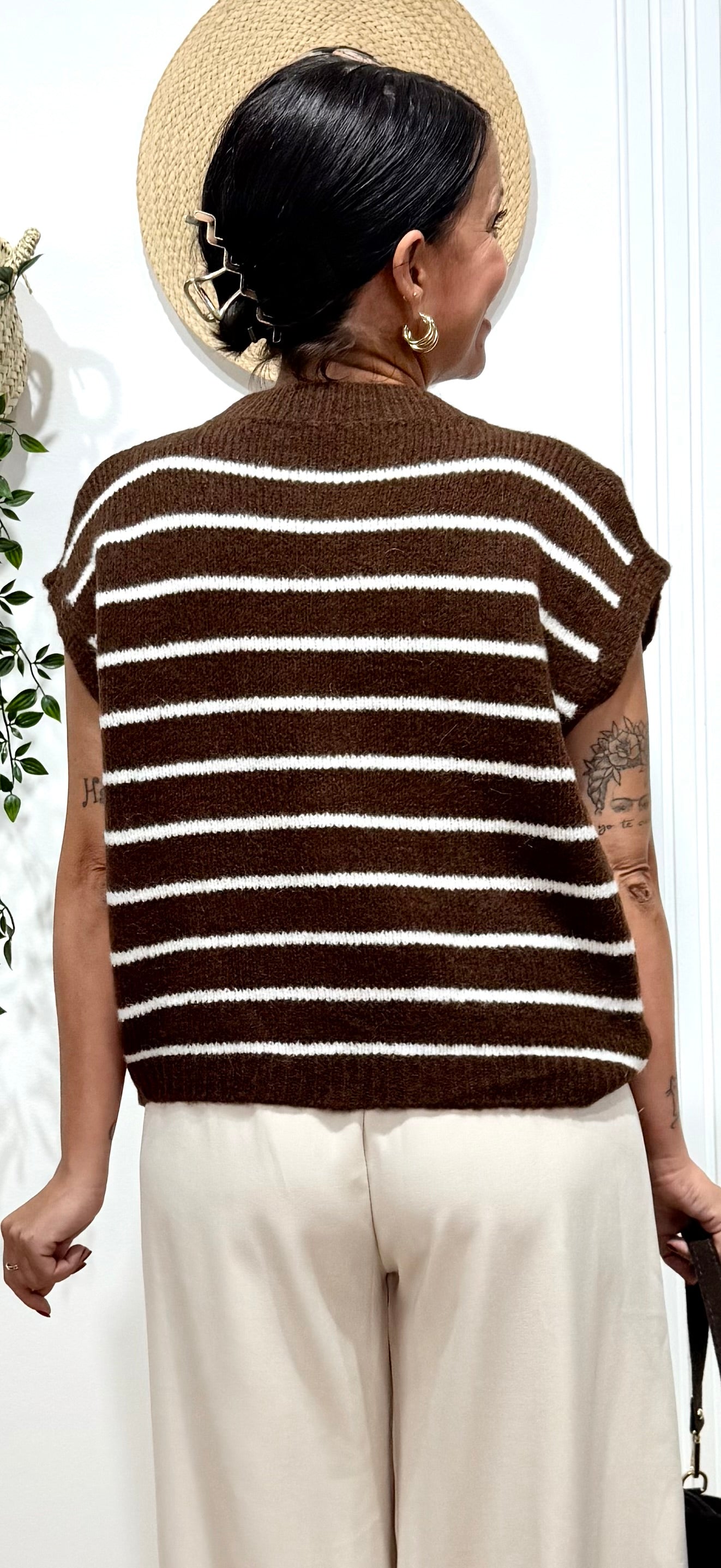 Chaleco marinero choco-blanco