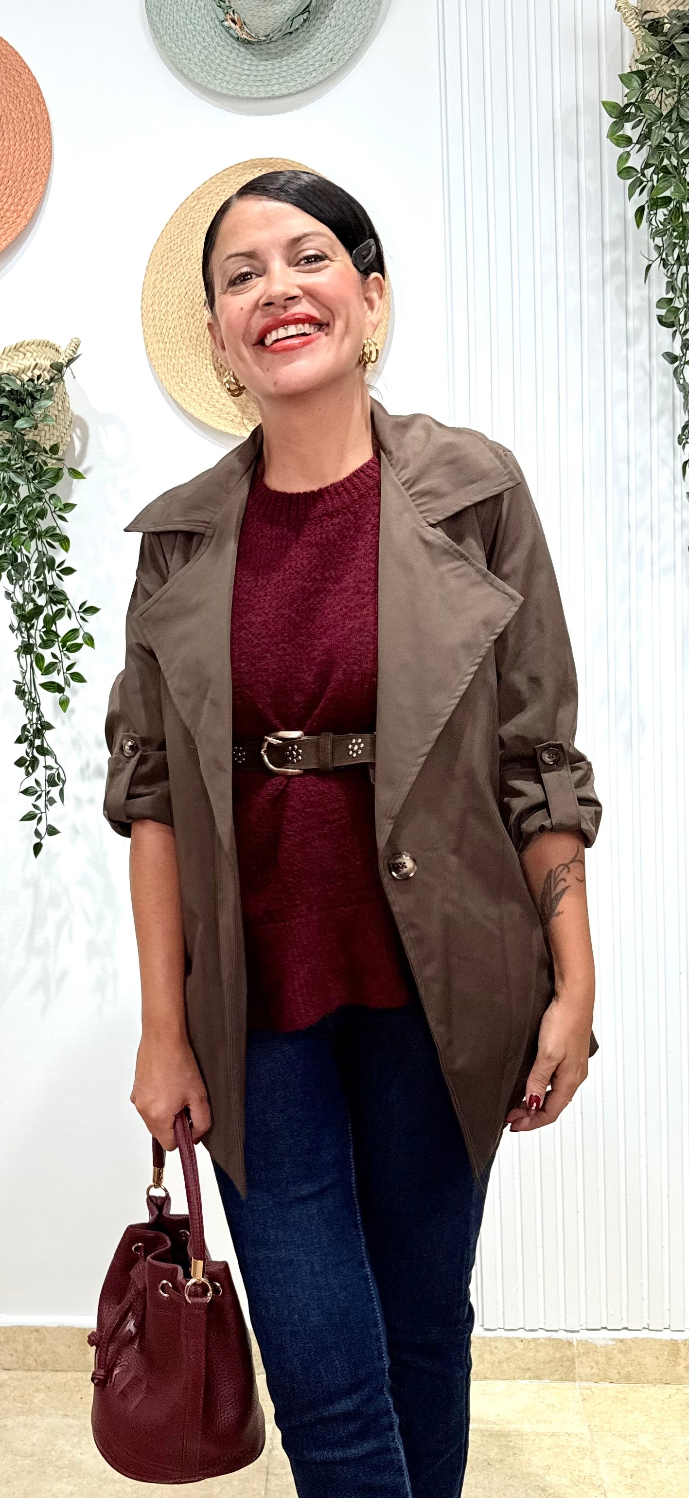 Gabardina chocolate corta