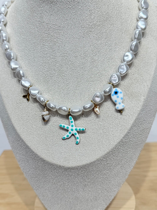 Collar estrella de mar celeste