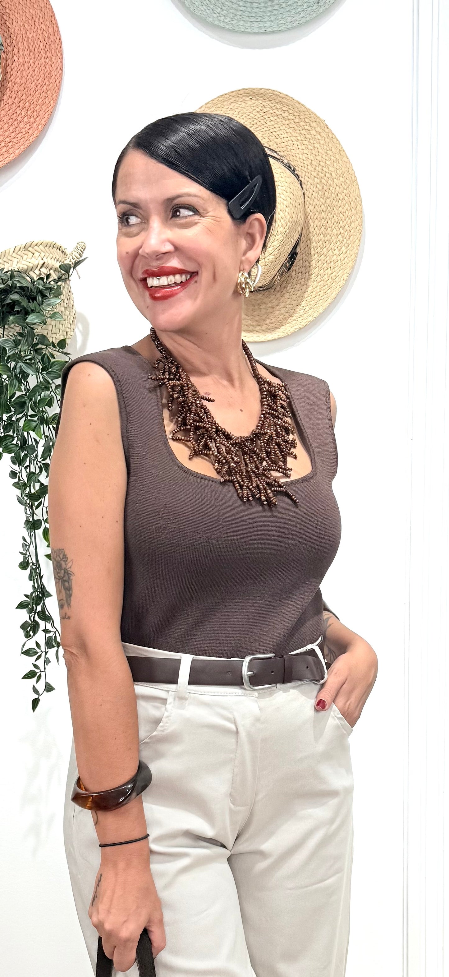 Collar madera chocolate