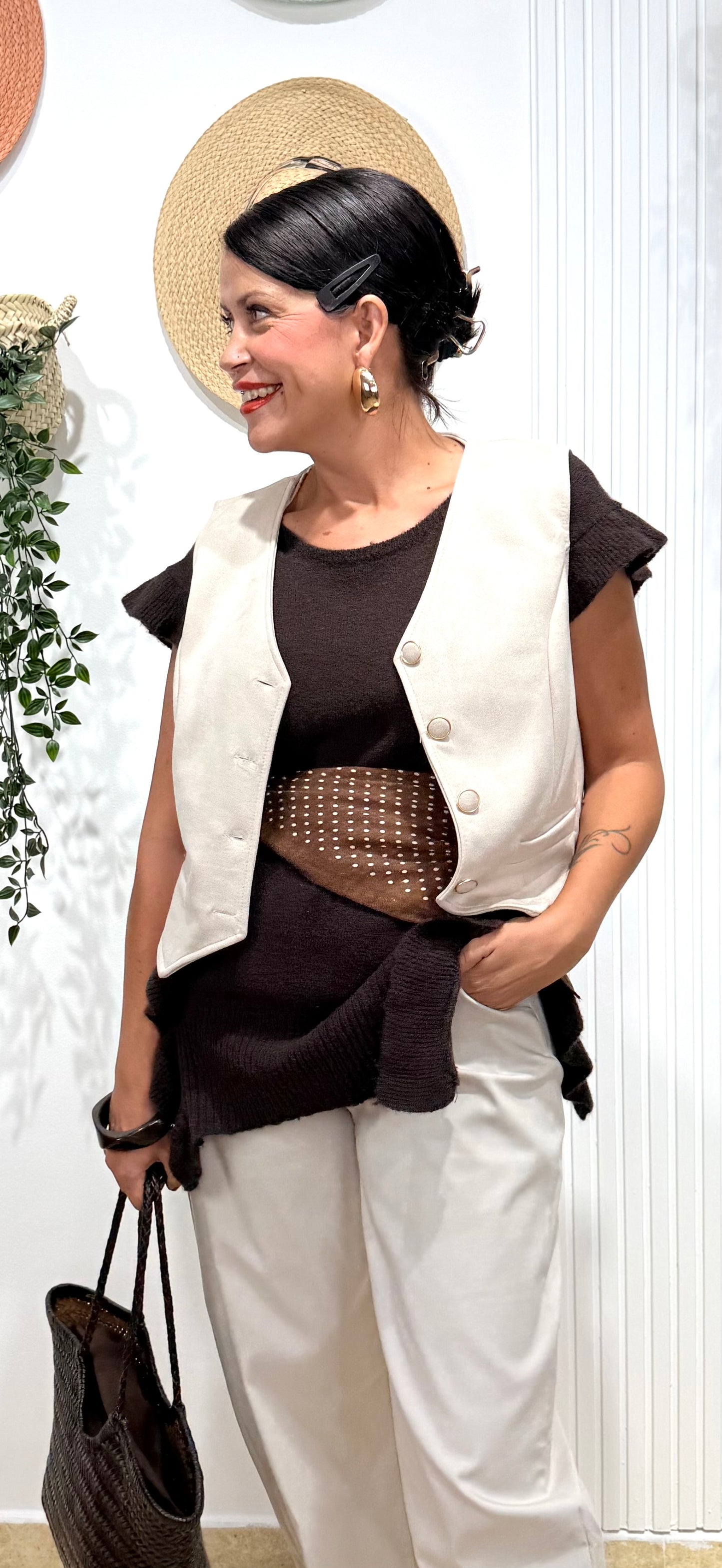 Chaleco antelina crudo