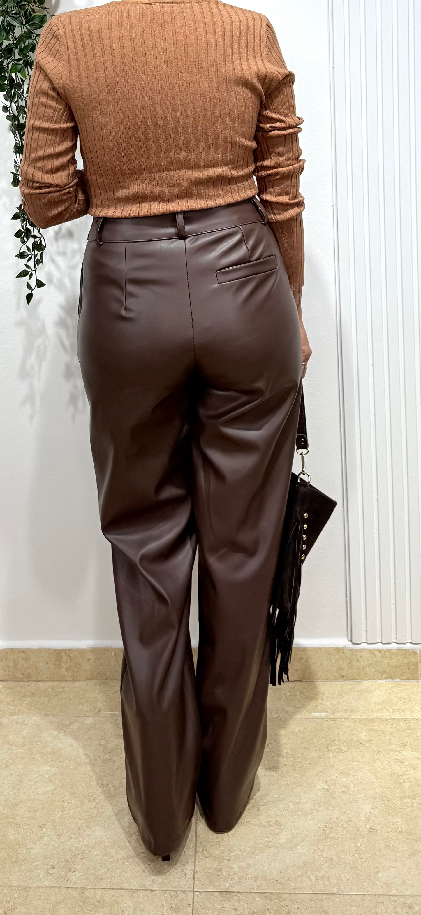 Jersey básic canalé camel oscuro