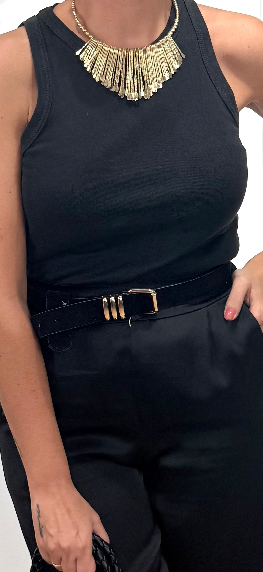 Pantalón Aladin negro satinado lazo