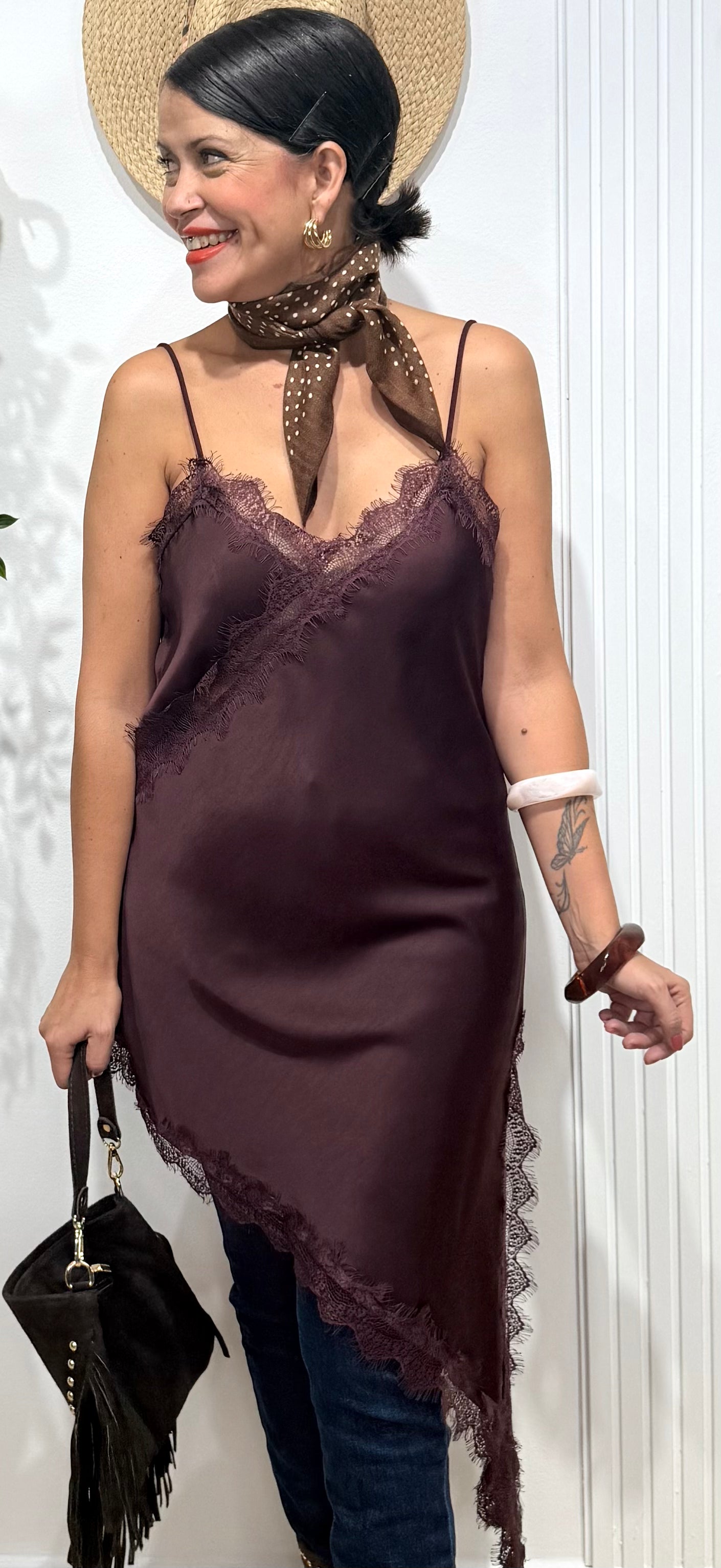 Vestido/ top lencero Burdeos