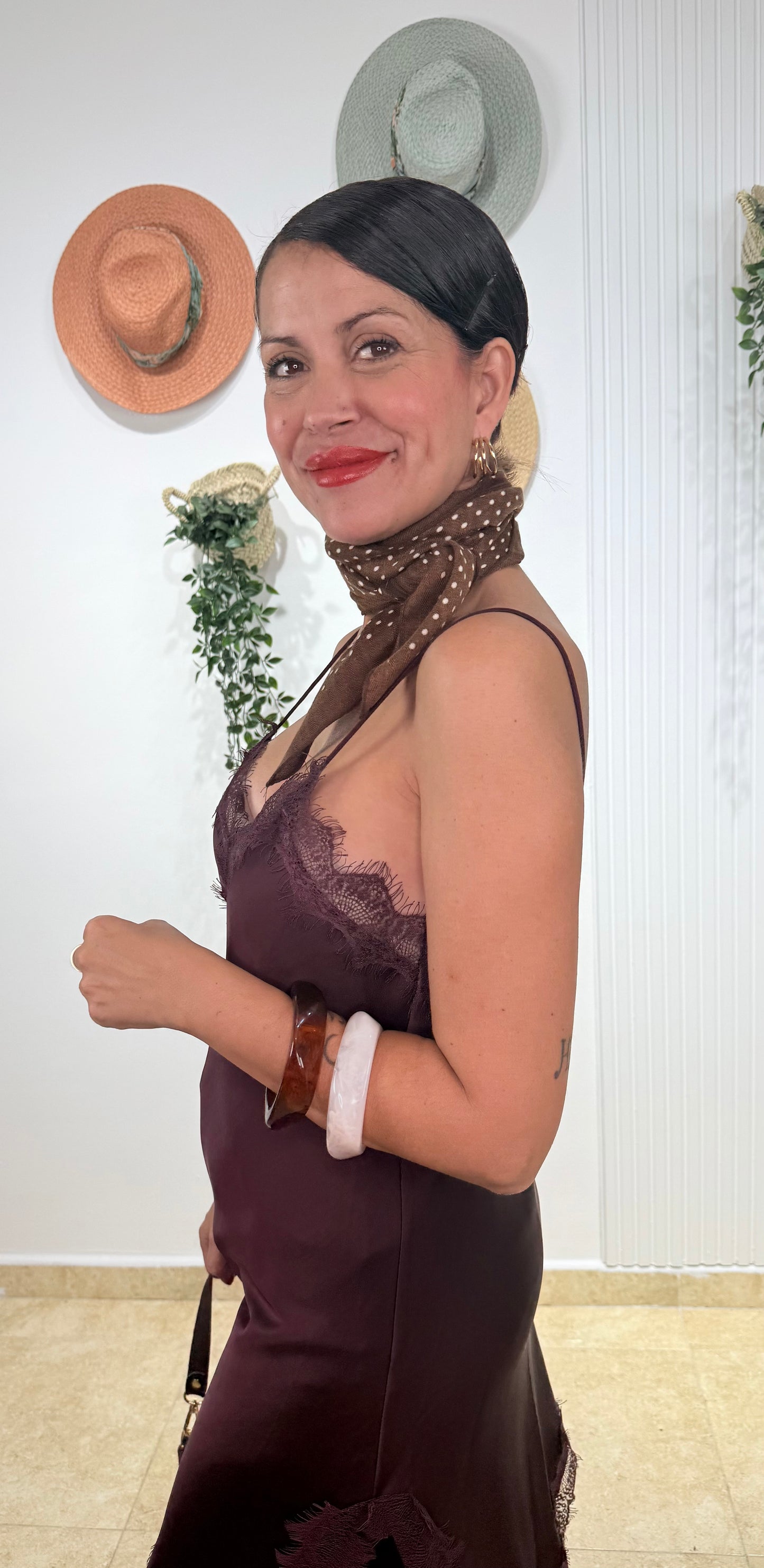 Vestido/ top lencero Burdeos