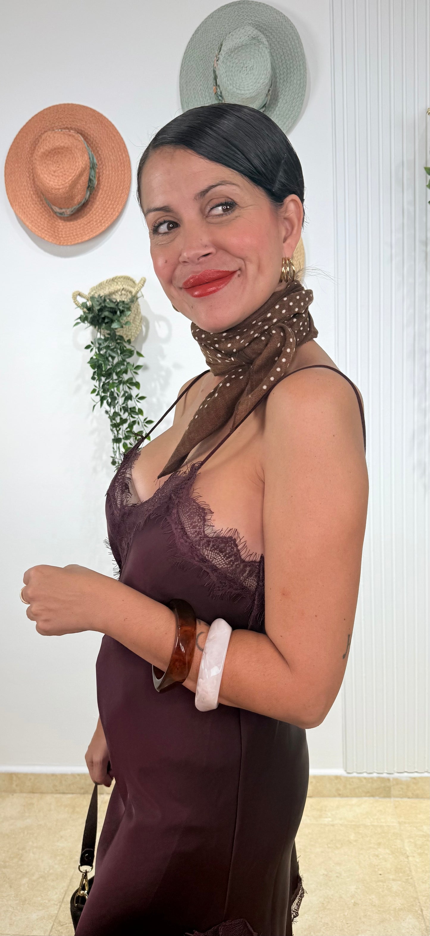 Vestido/ top lencero Burdeos