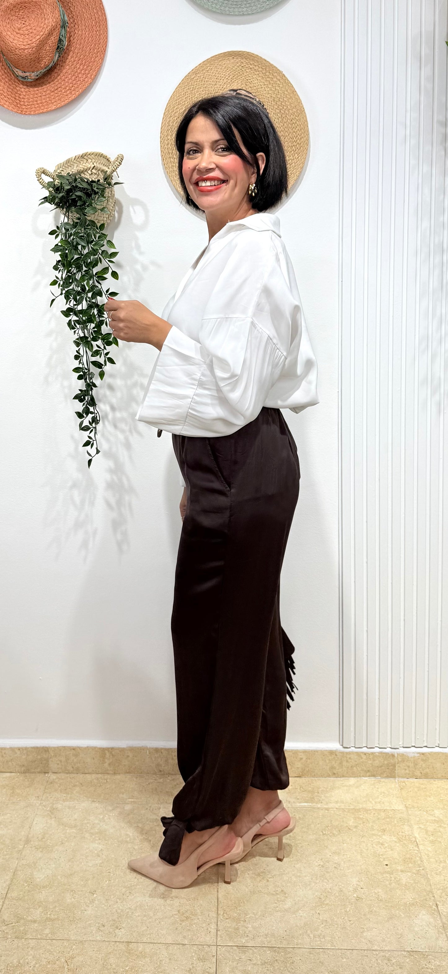 Pantalón Aladin chocolate lazo
