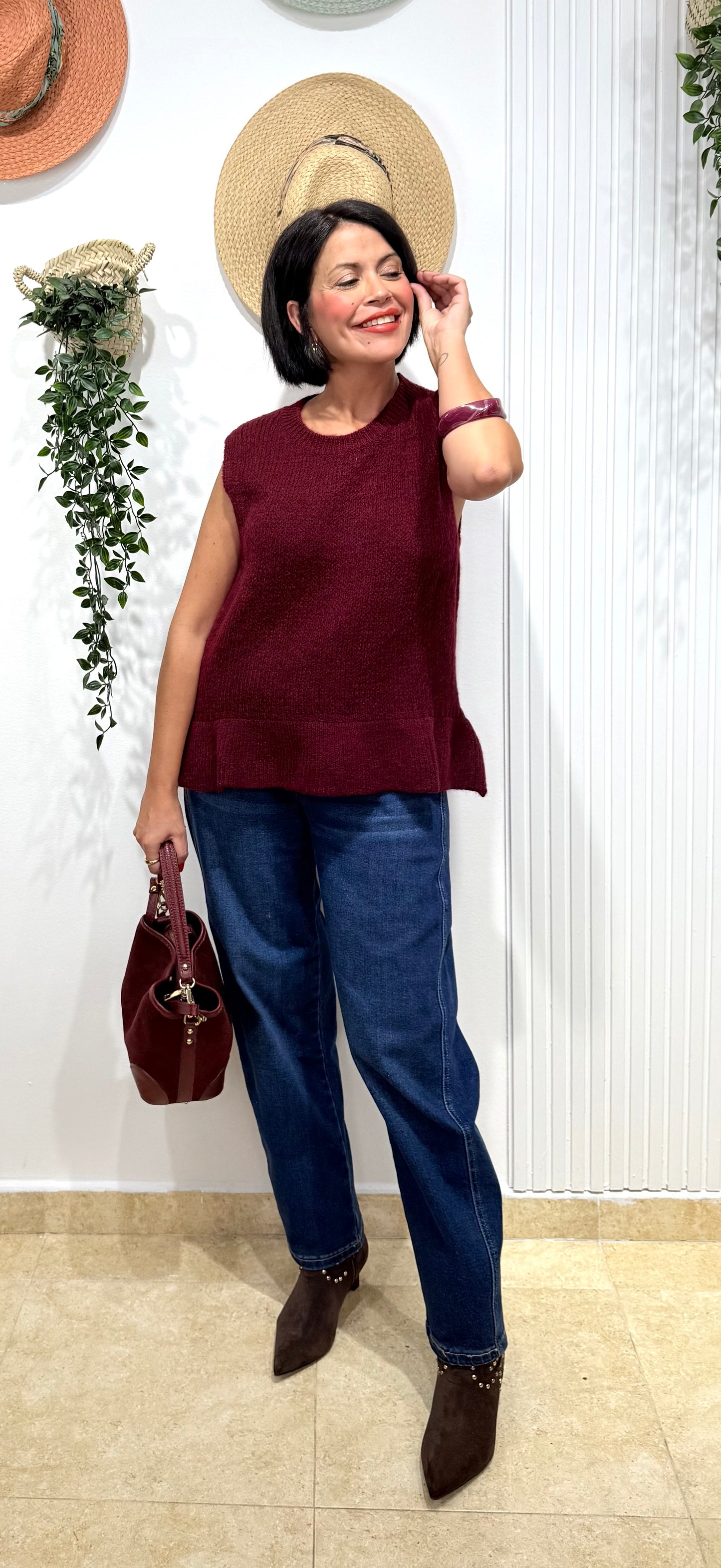 Jersey burdeos volantes