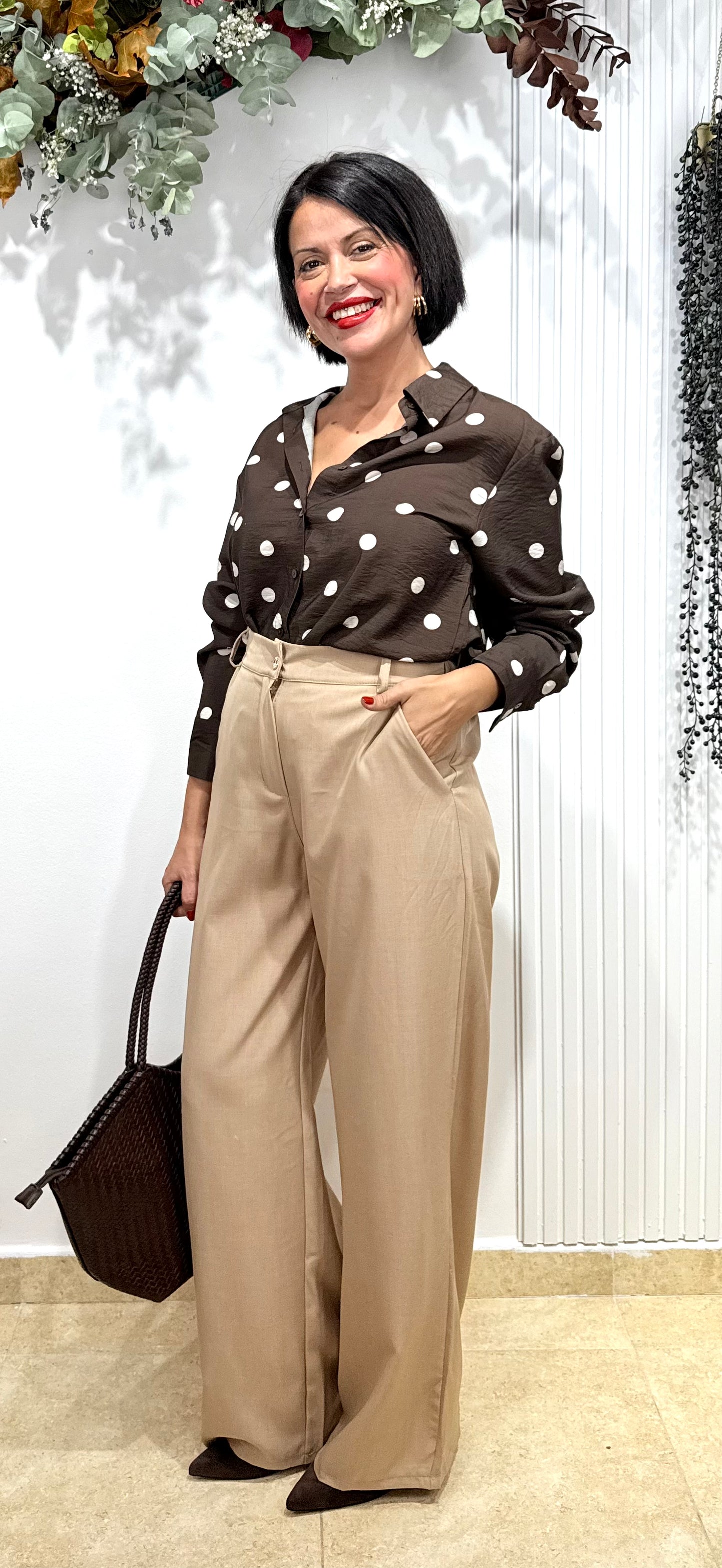 Pantalón pañuelo camel