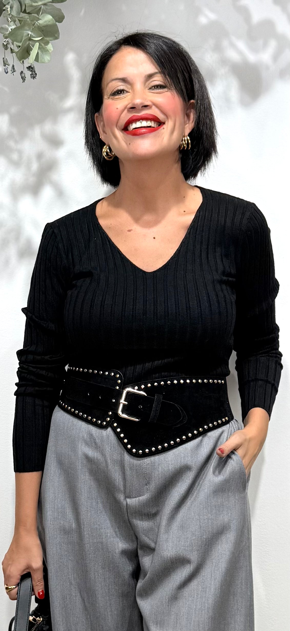Jersey básic canalé negro