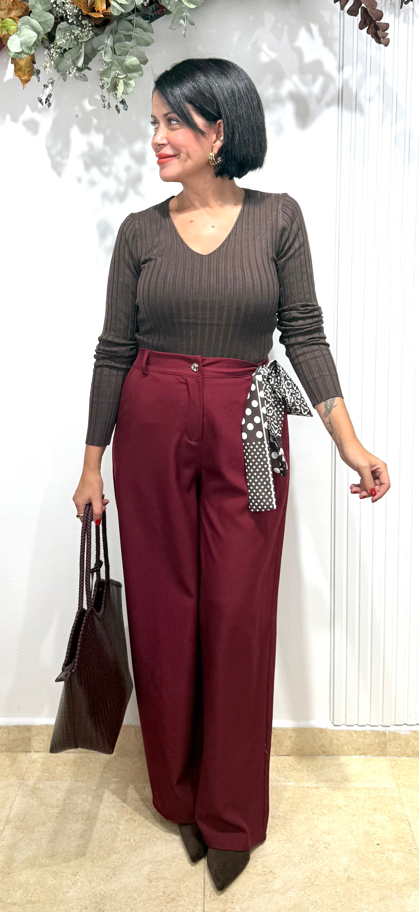 Pantalón pañuelo Burdeos