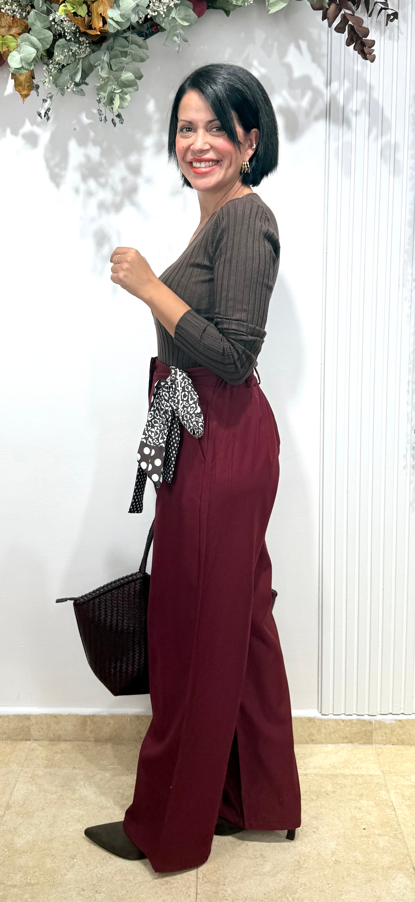 Pantalón pañuelo Burdeos