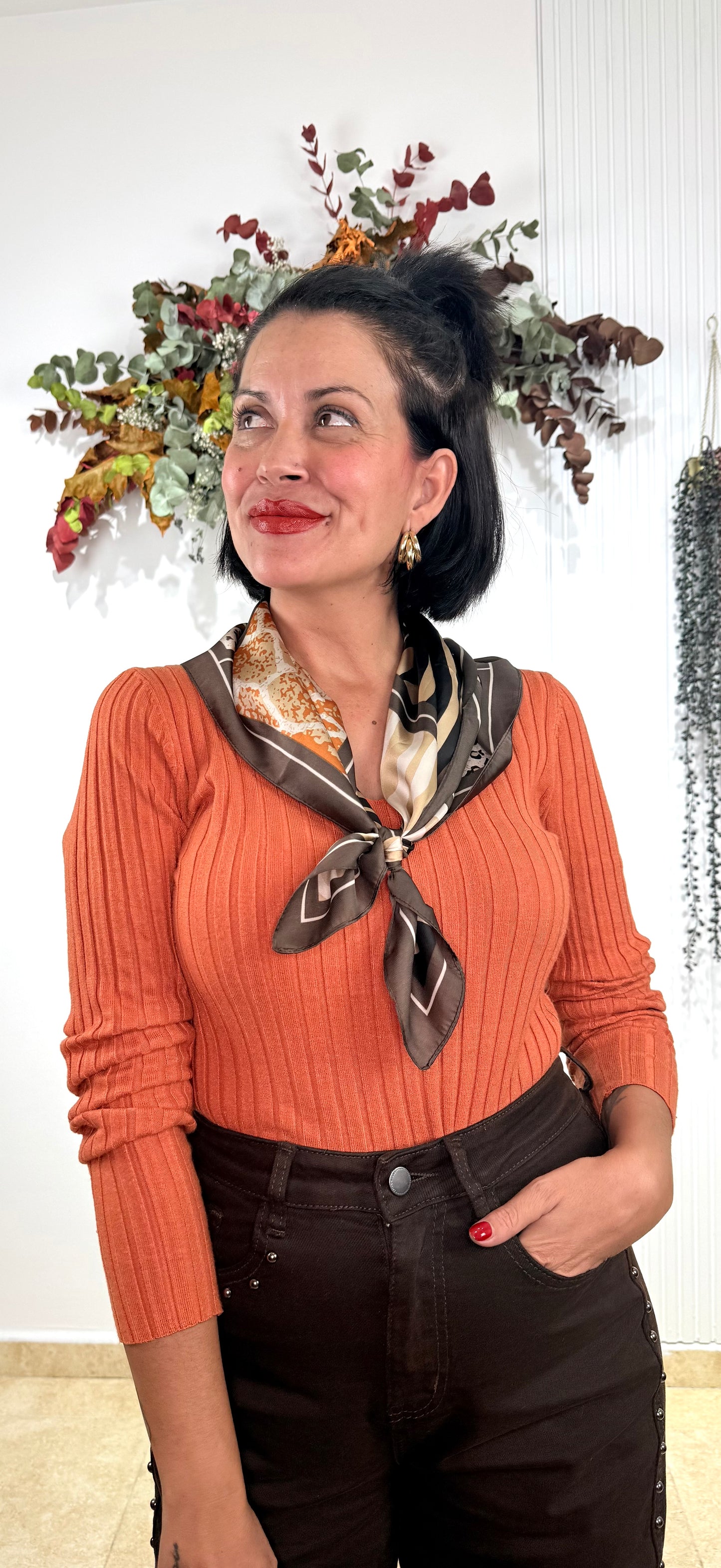 Jersey básico canalé calabaza