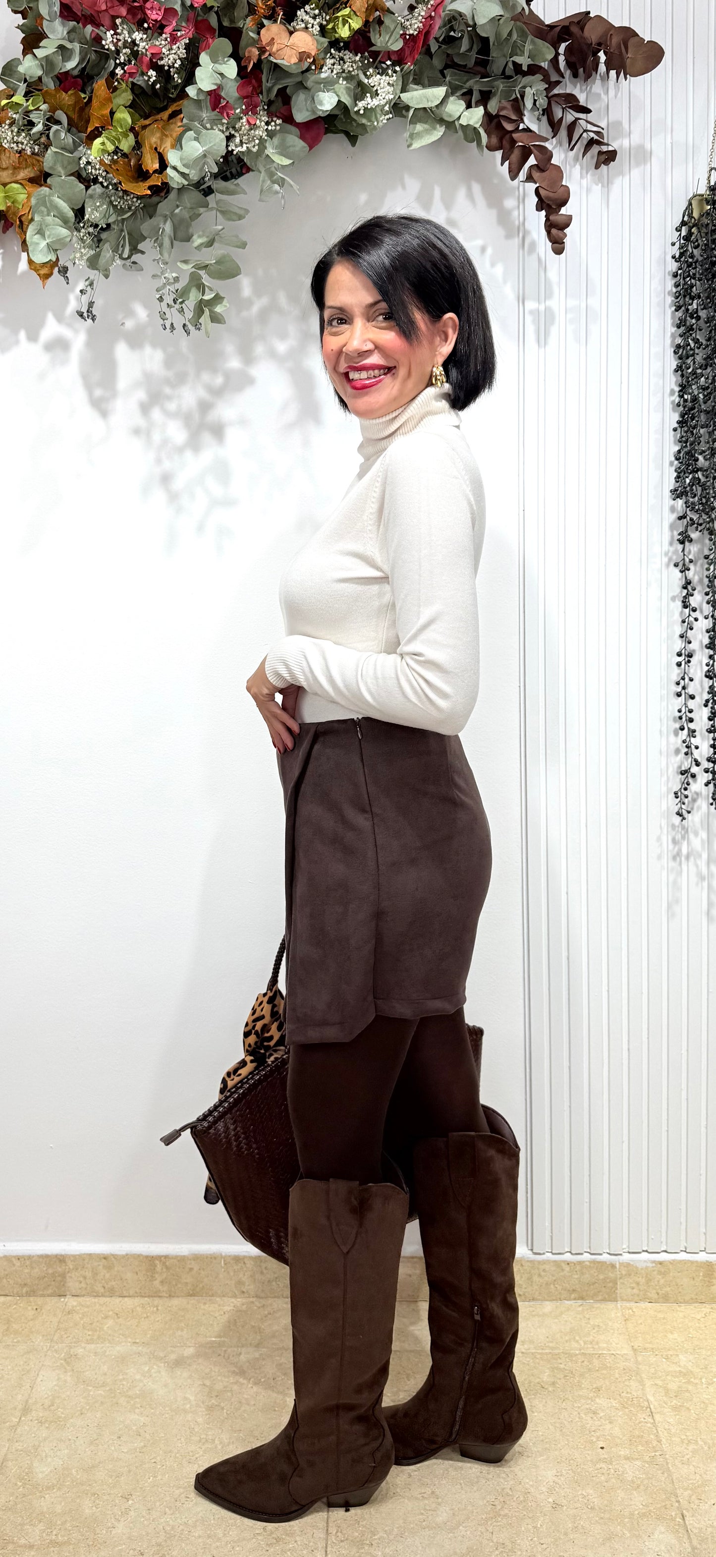 Falda pantalón antelina chocolate