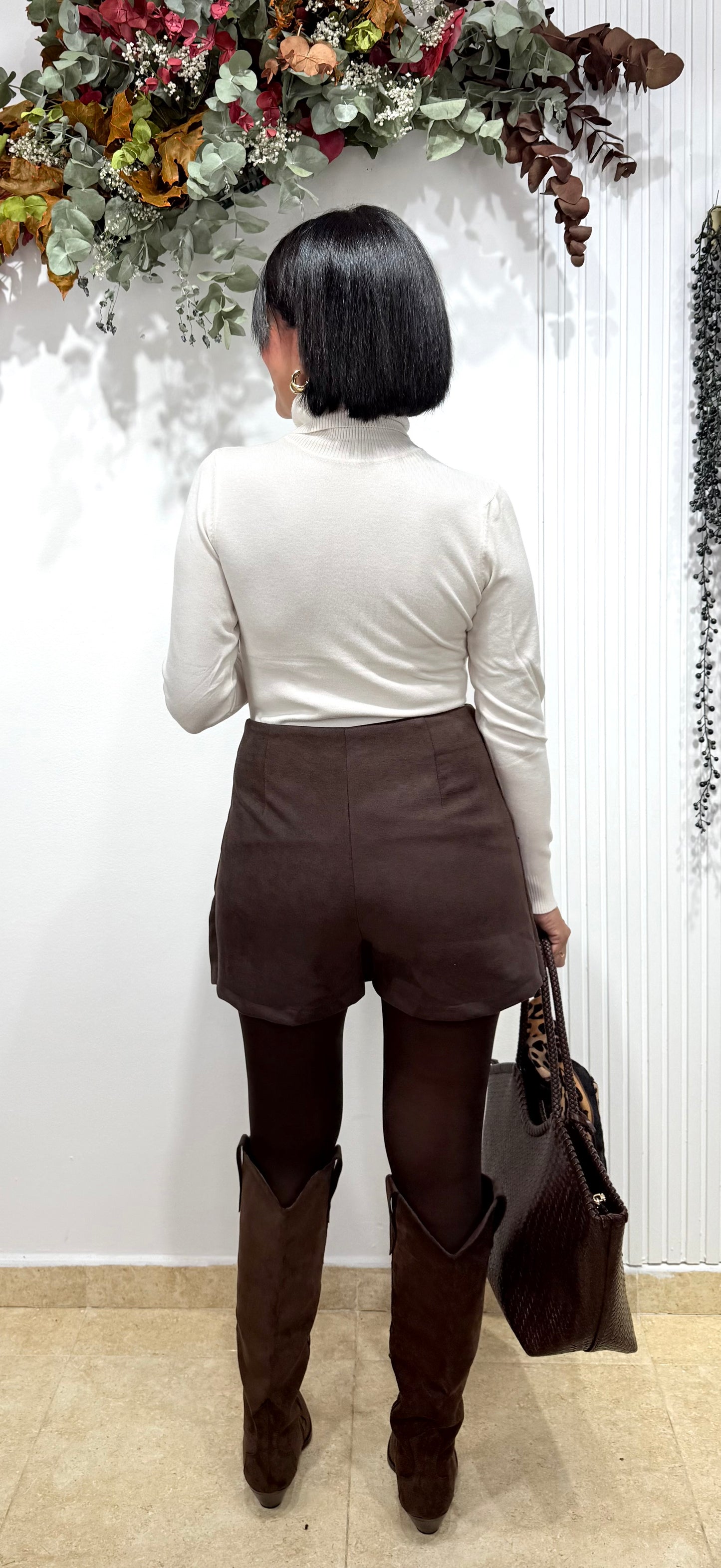 Falda pantalón antelina chocolate