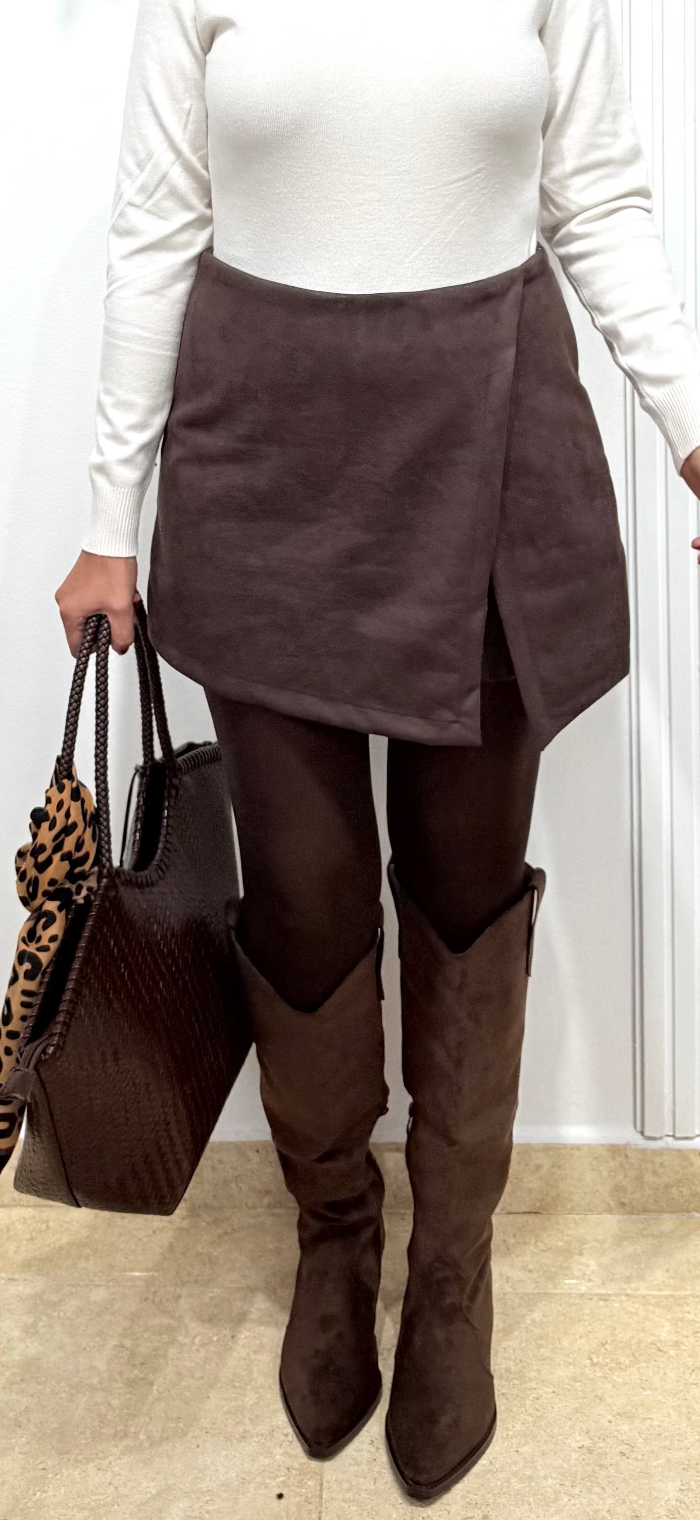 Falda pantalón antelina chocolate