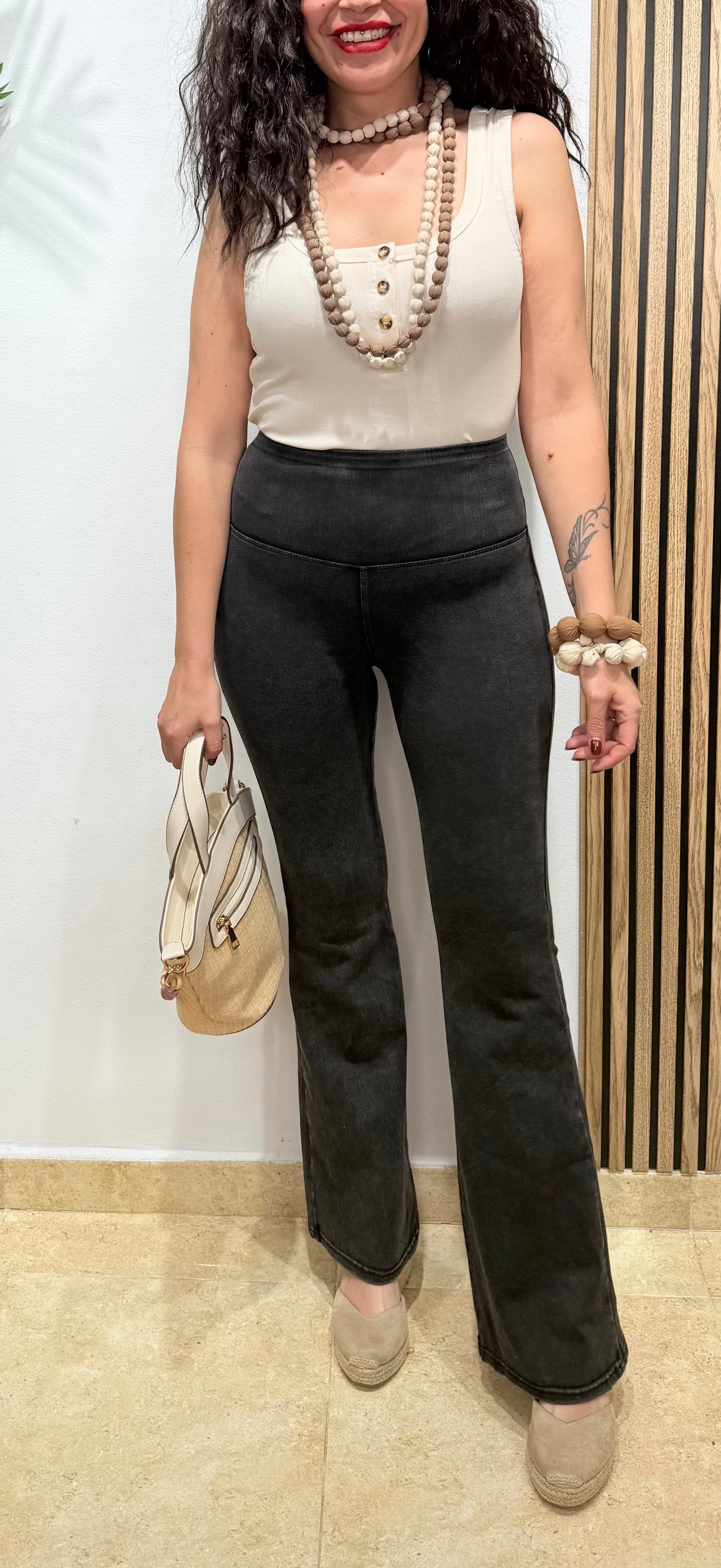 Leggings vaqueros reductores gris jaspeado