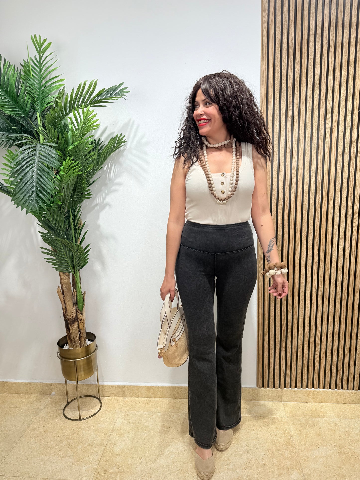Leggings vaqueros reductores gris jaspeado
