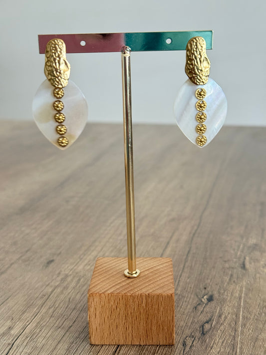 Pendiente Nacar hojas