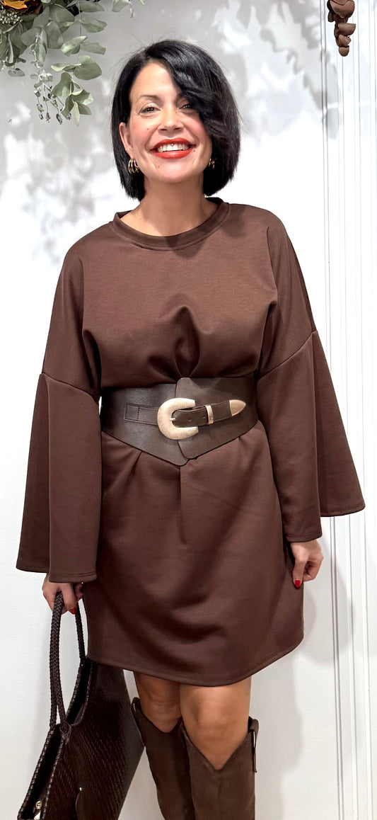 Vestido Chocolate con cinturón