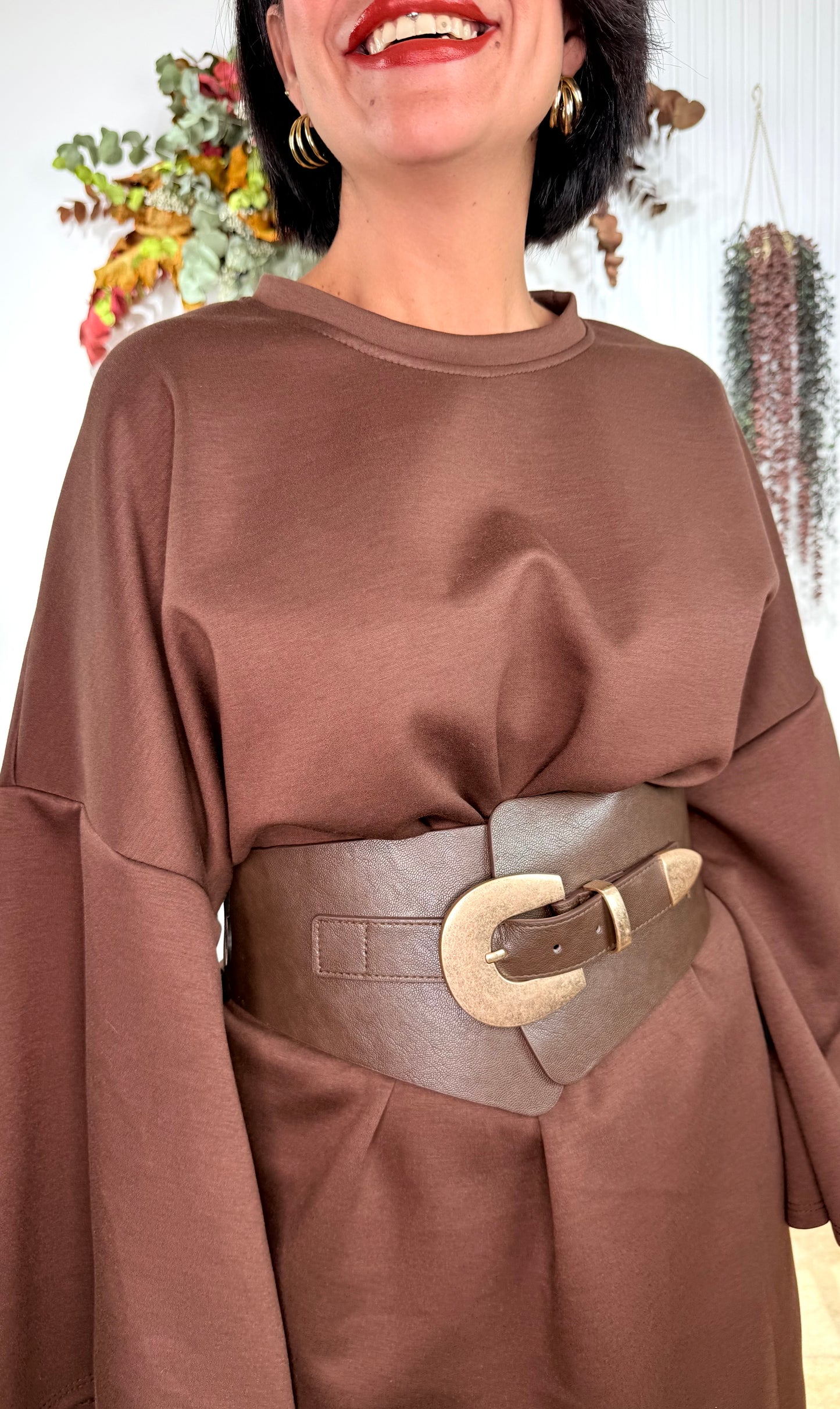 Vestido Chocolate con cinturón