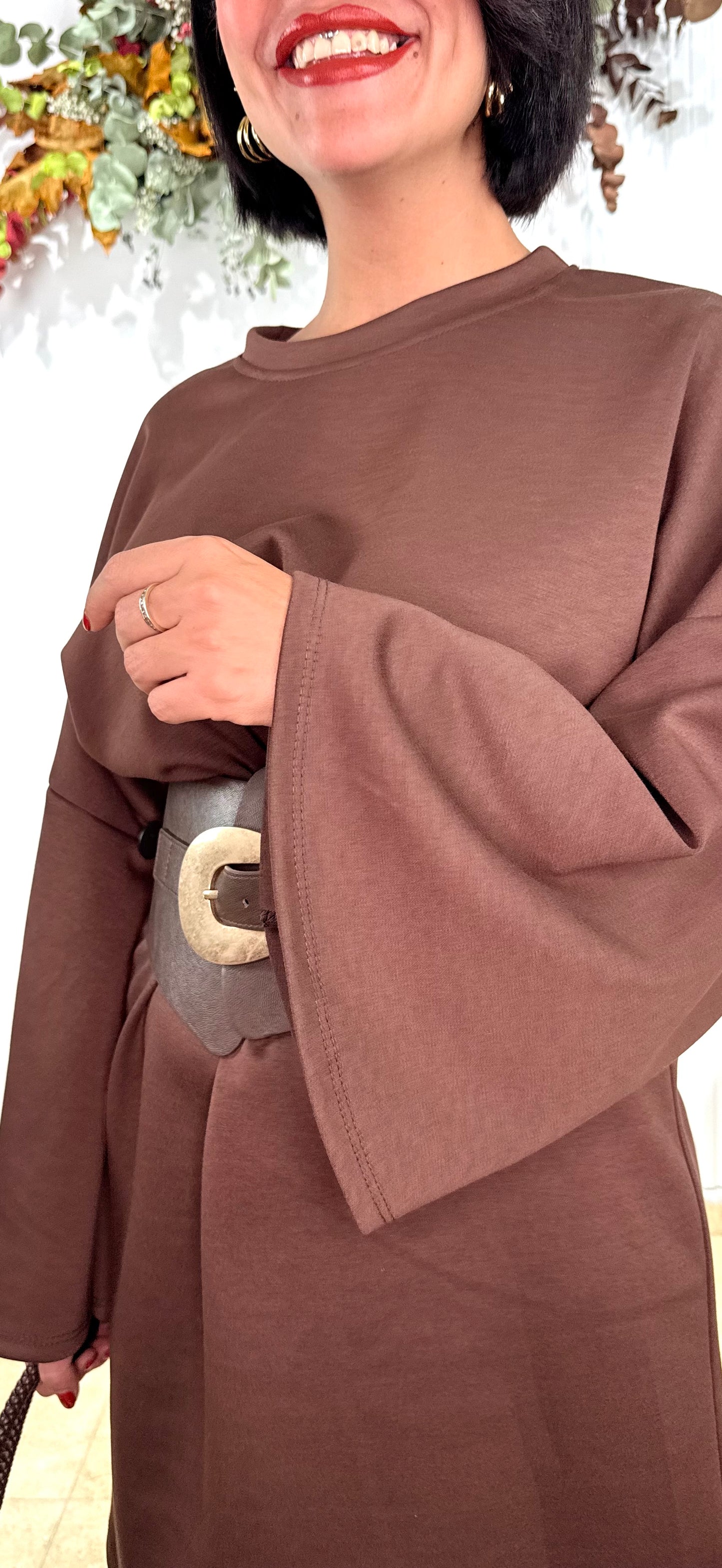 Vestido Chocolate con cinturón