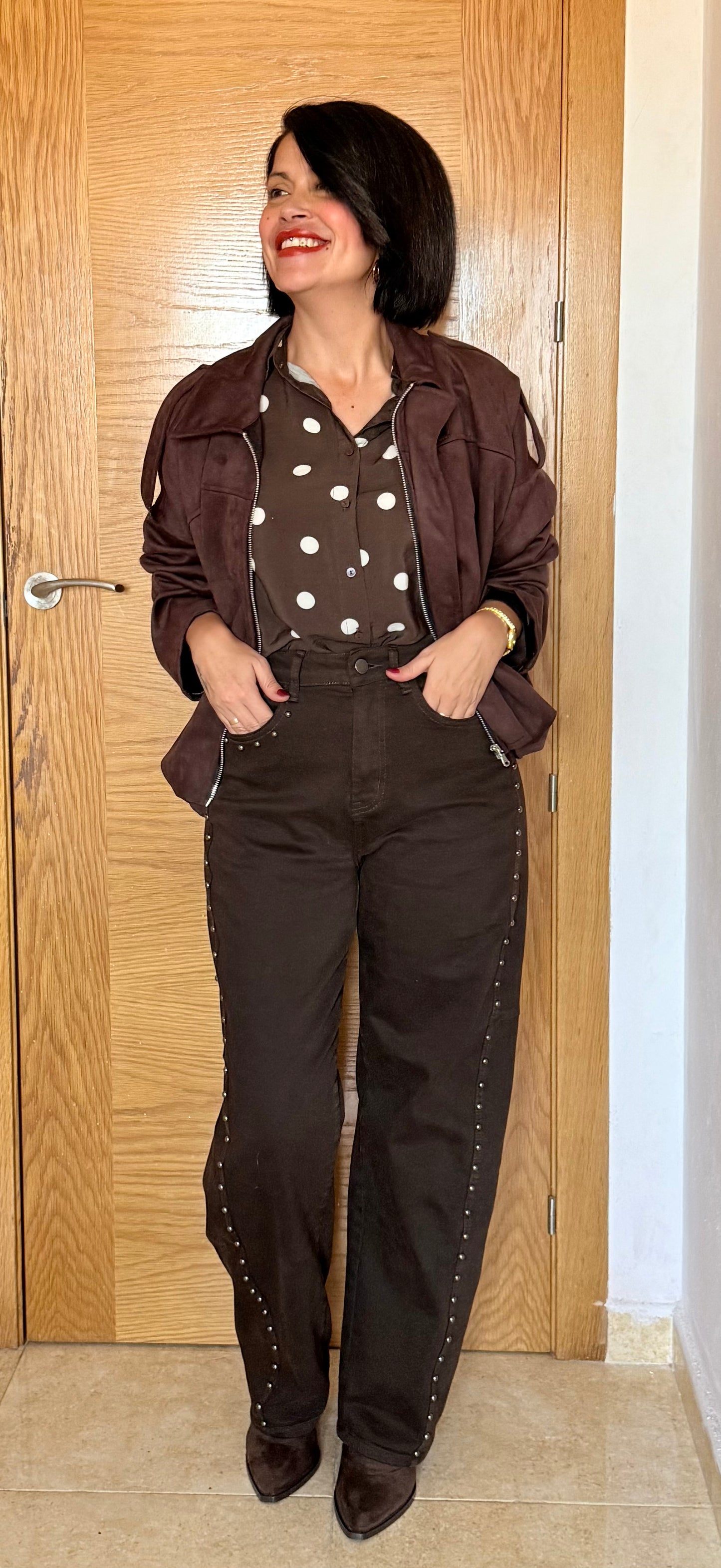 Camisa lunares chocolate