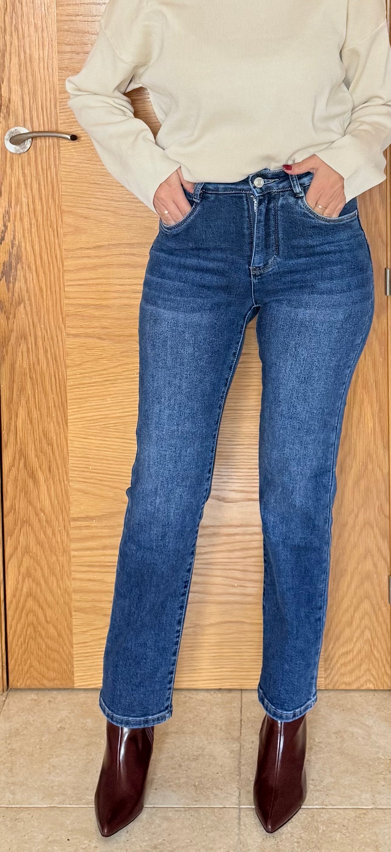 Jeans faja reductora azul