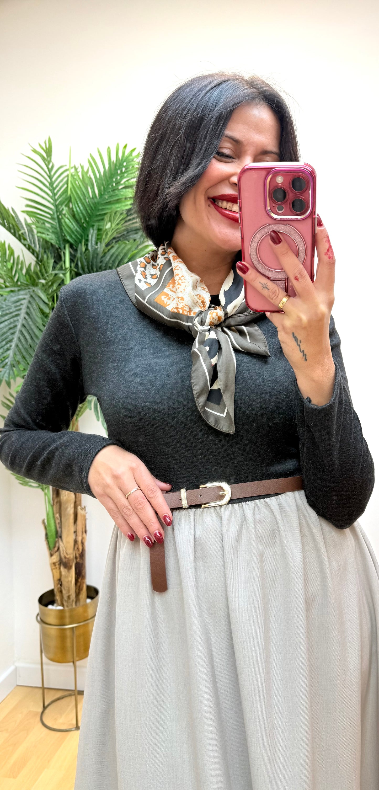 Vestido combi gris-taupé