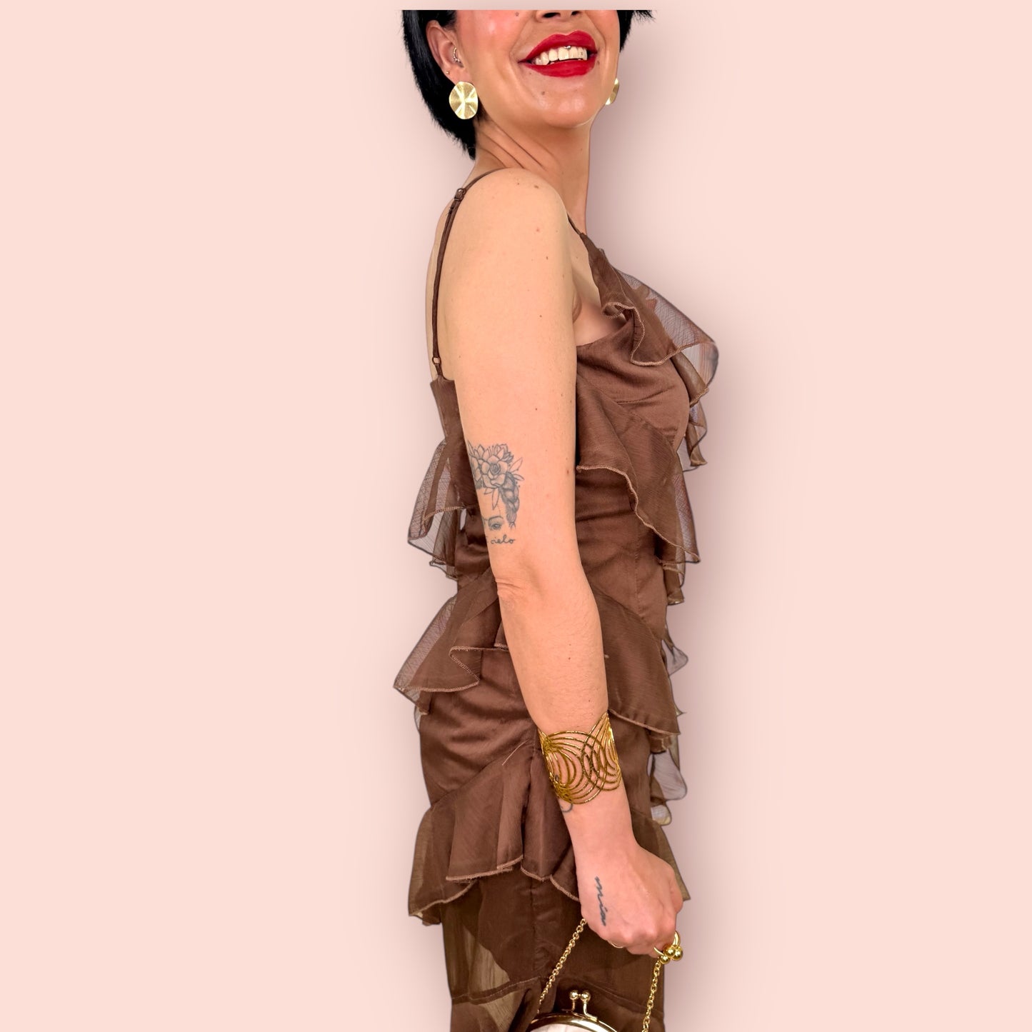 Vestido volantes chocolate