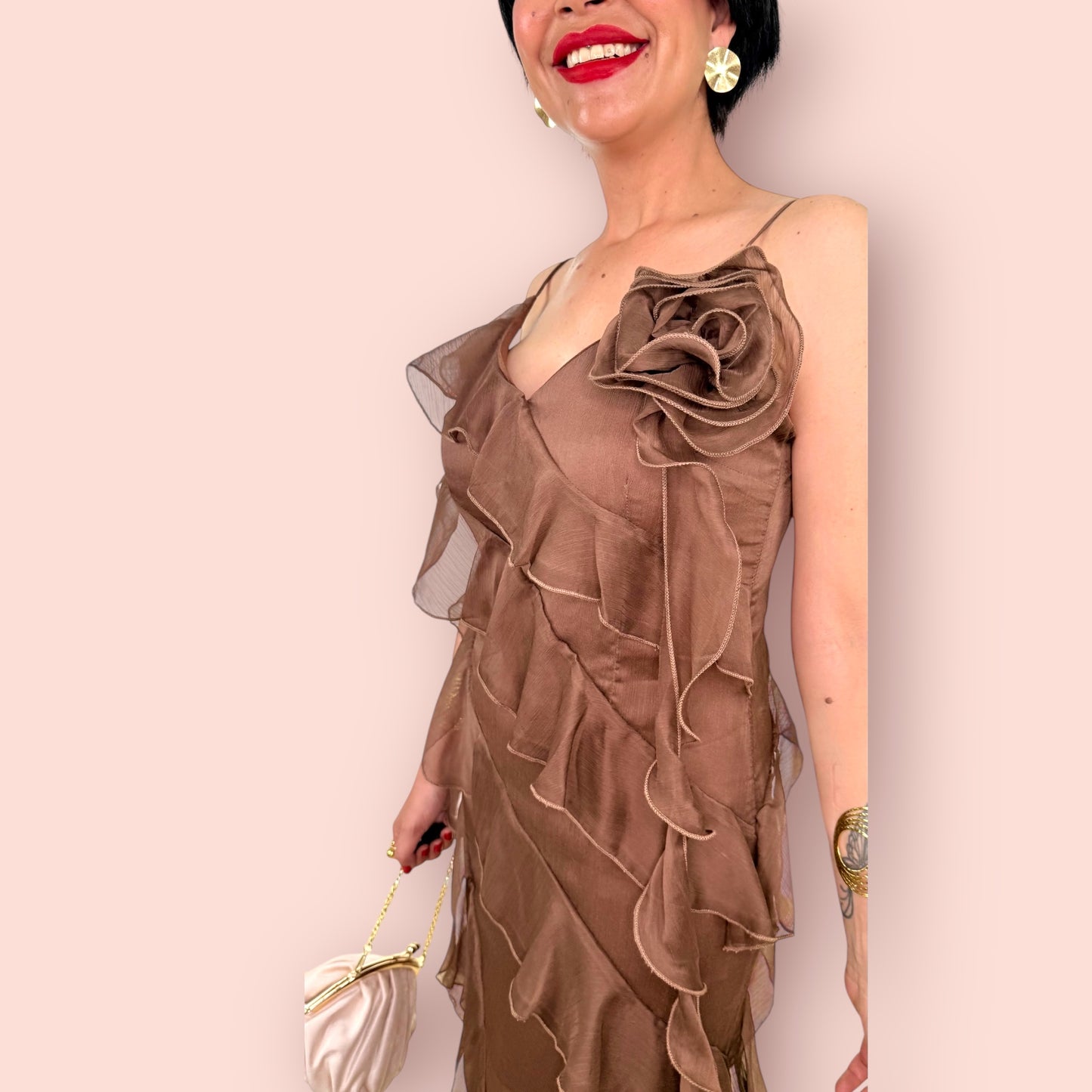 Vestido volantes chocolate