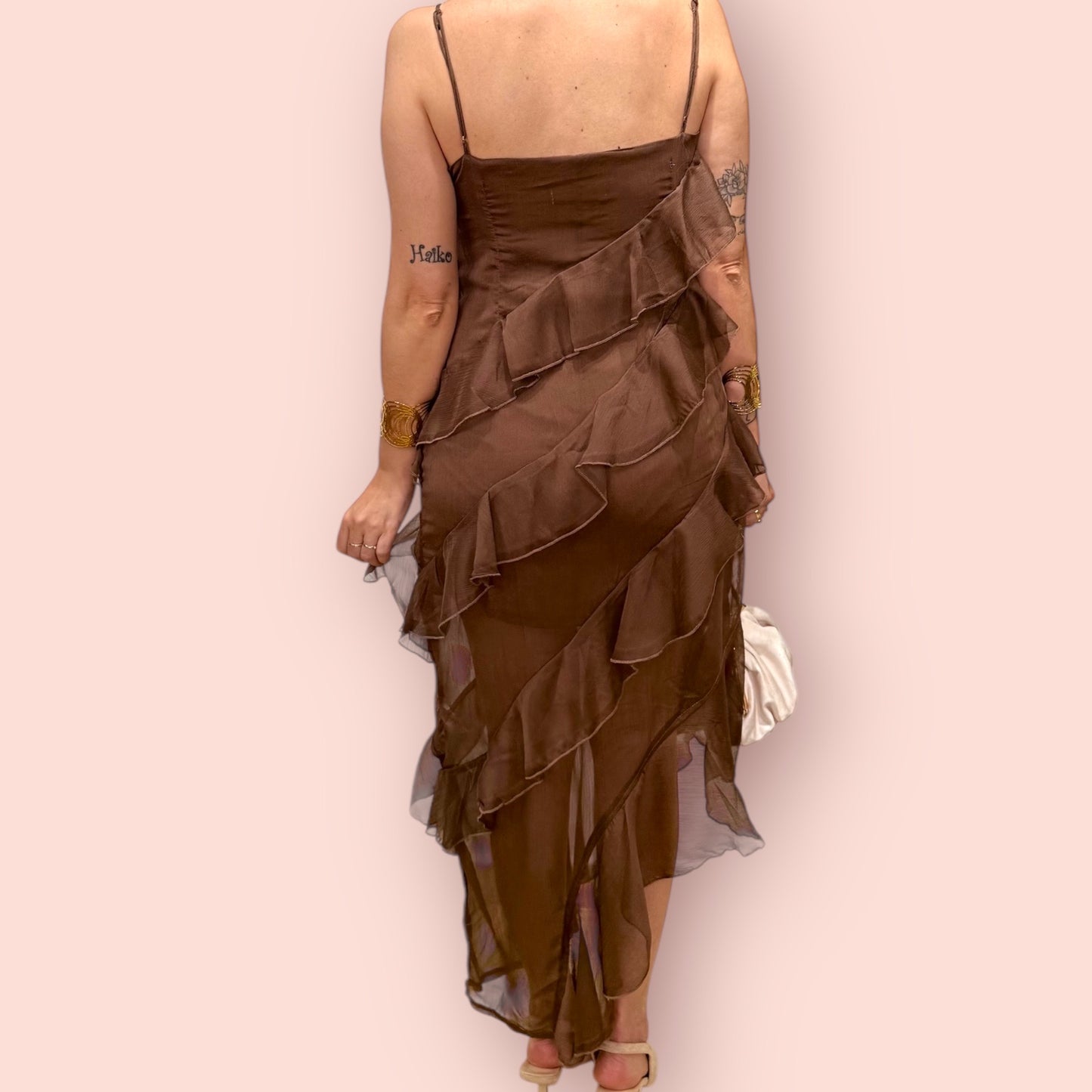 Vestido volantes chocolate