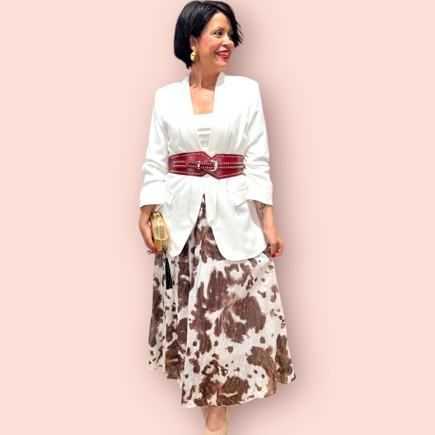 Cinturón tachas Granate