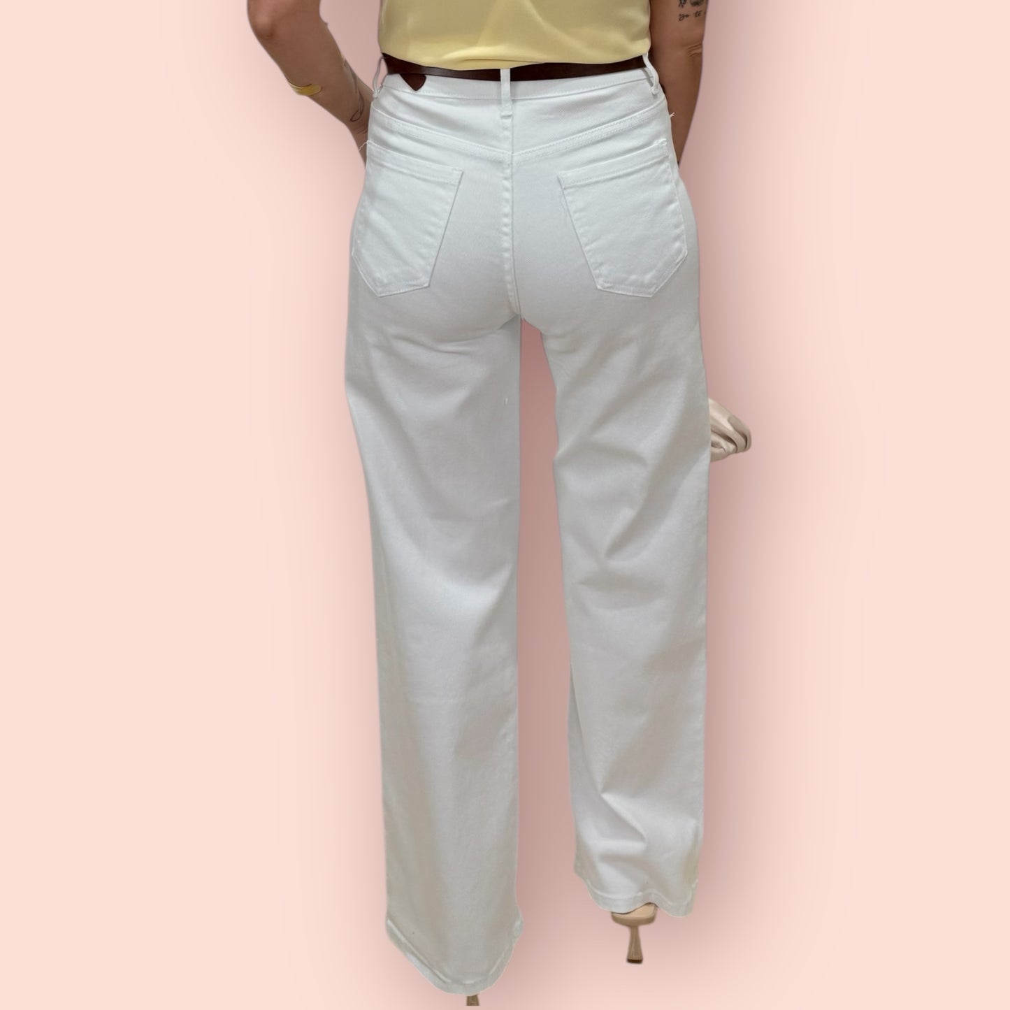 Jeans wide leg blancos