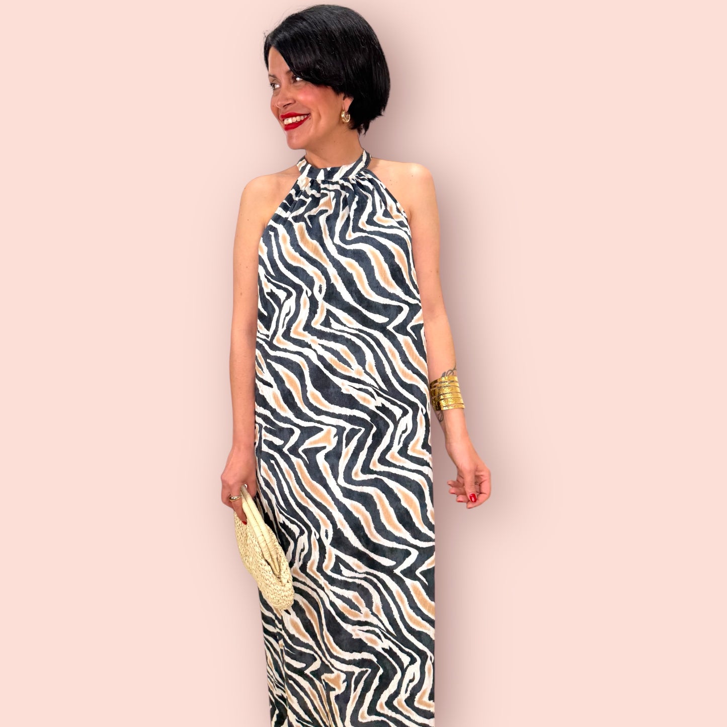 Vestido halter zebra