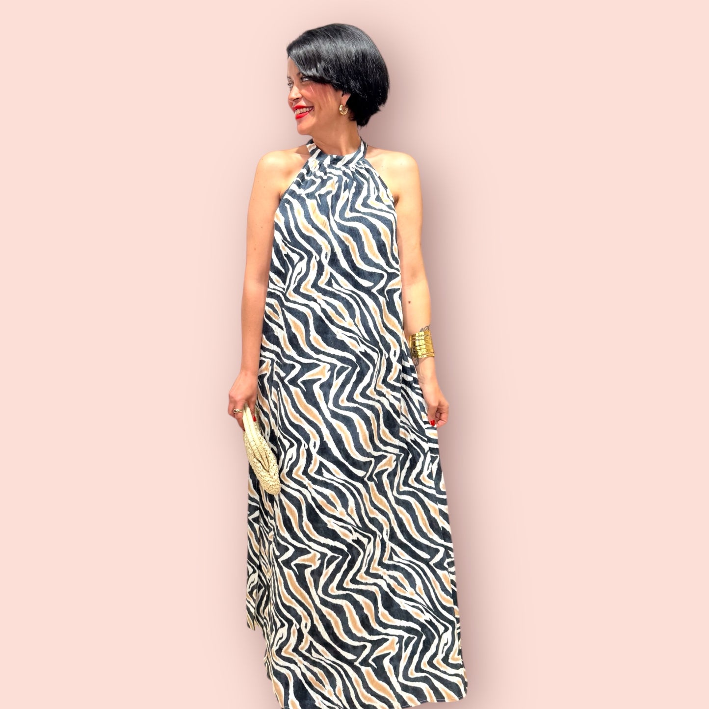 Vestido halter zebra