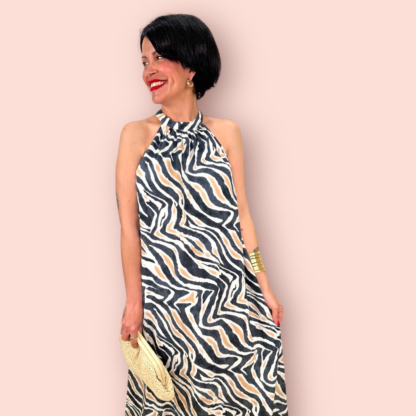 Vestido halter zebra